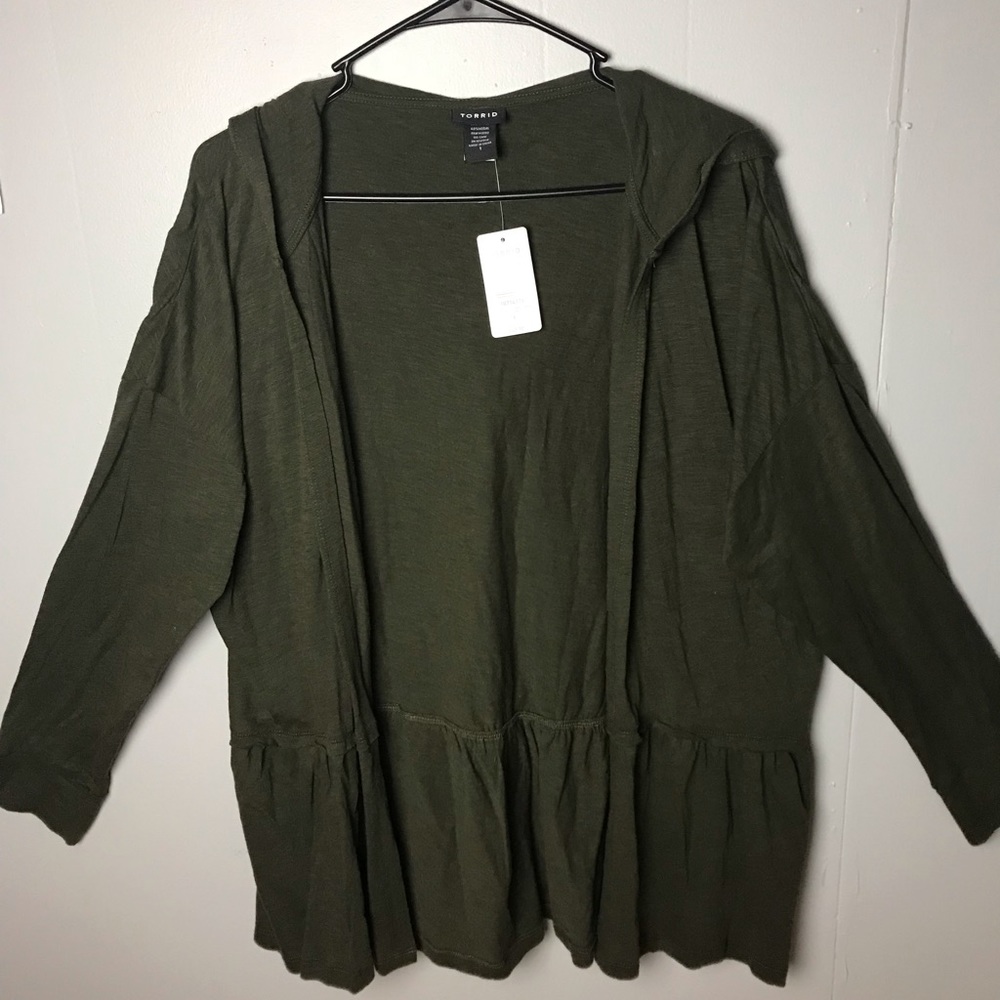 Torrid Olive Draped Open Front Cardigan Size 1